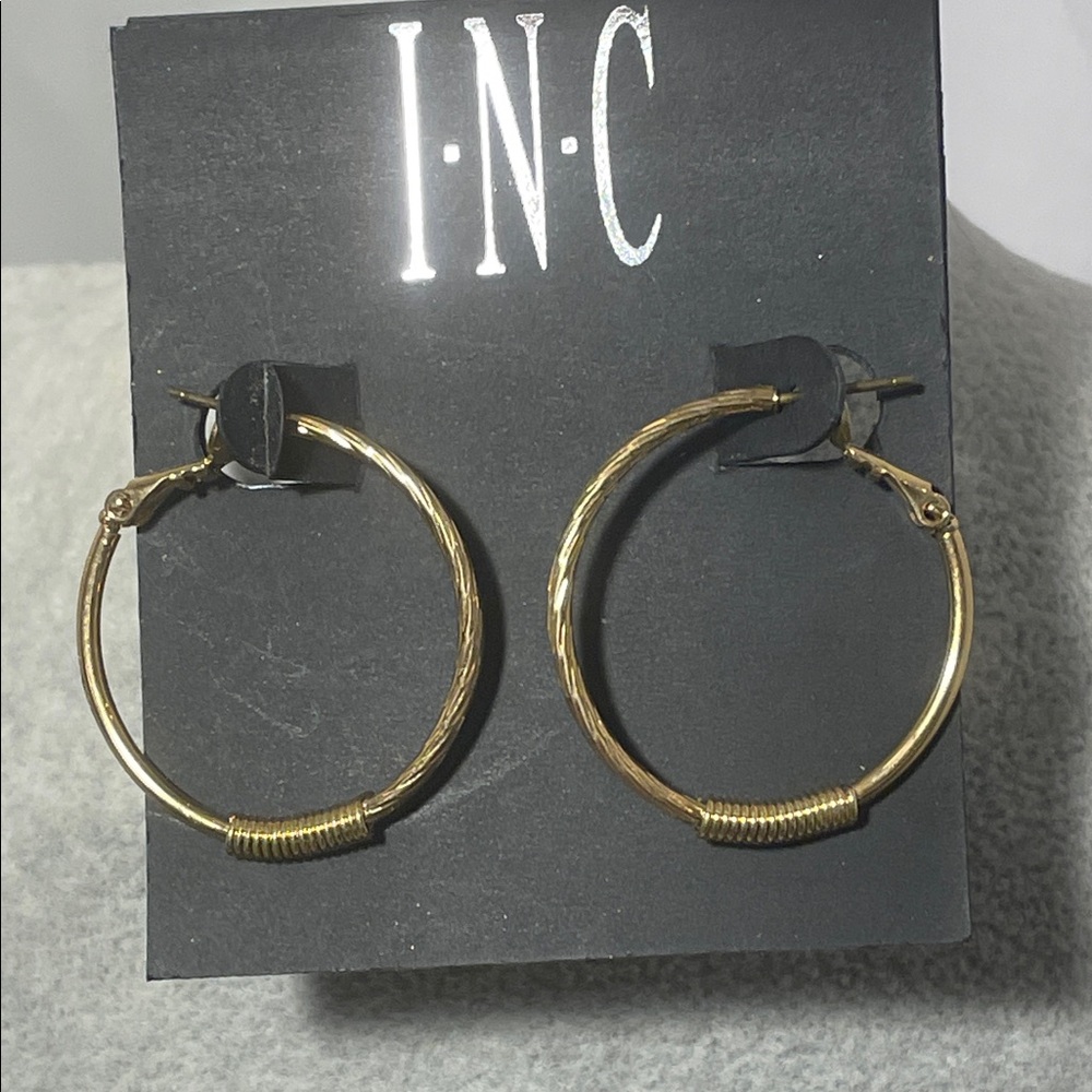 INC International Concepts Twisted Gold Hoop Earrings